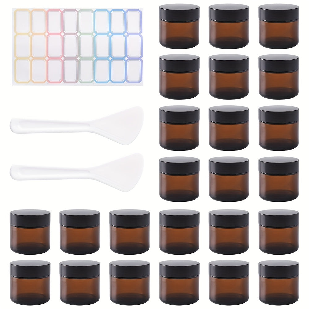 TEMU 24pcs, Brown 2 Oz Frosted Glass Jars, Sunscreen And Non-slip Makeup Dispenser, Glass Storage Container, Lotion, Powder And Candle Making,