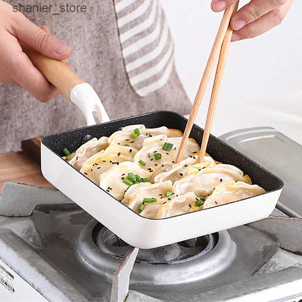 PANS JAPONESA PRÁCIL FRYTEN PAN de desossação com maçaneta de madeira Móia Maifan Stone Mini Pote Home Kitchen Utensils