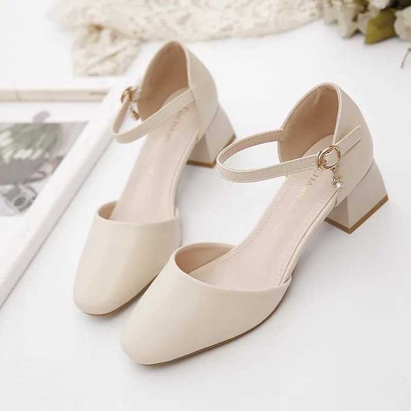 Zapatos De Mujer Fashion Sweet Euroeapn Stylish Square Heel Shoes for Women Lady Cute Sweet Beige Office Work Heel Pumps A228C241023