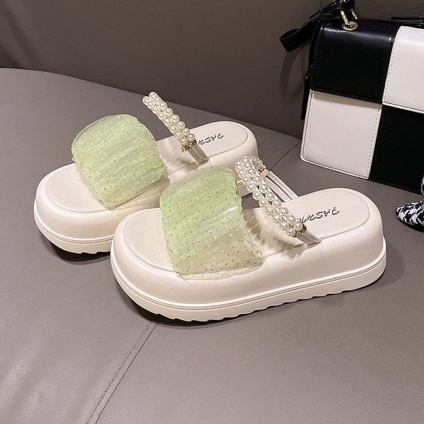 Wearing New Pearl Fairy Style Slippers For Summer With Two Pairs Of Increased Thickness And Quick Drying Sandals On The Outside Ddmystation