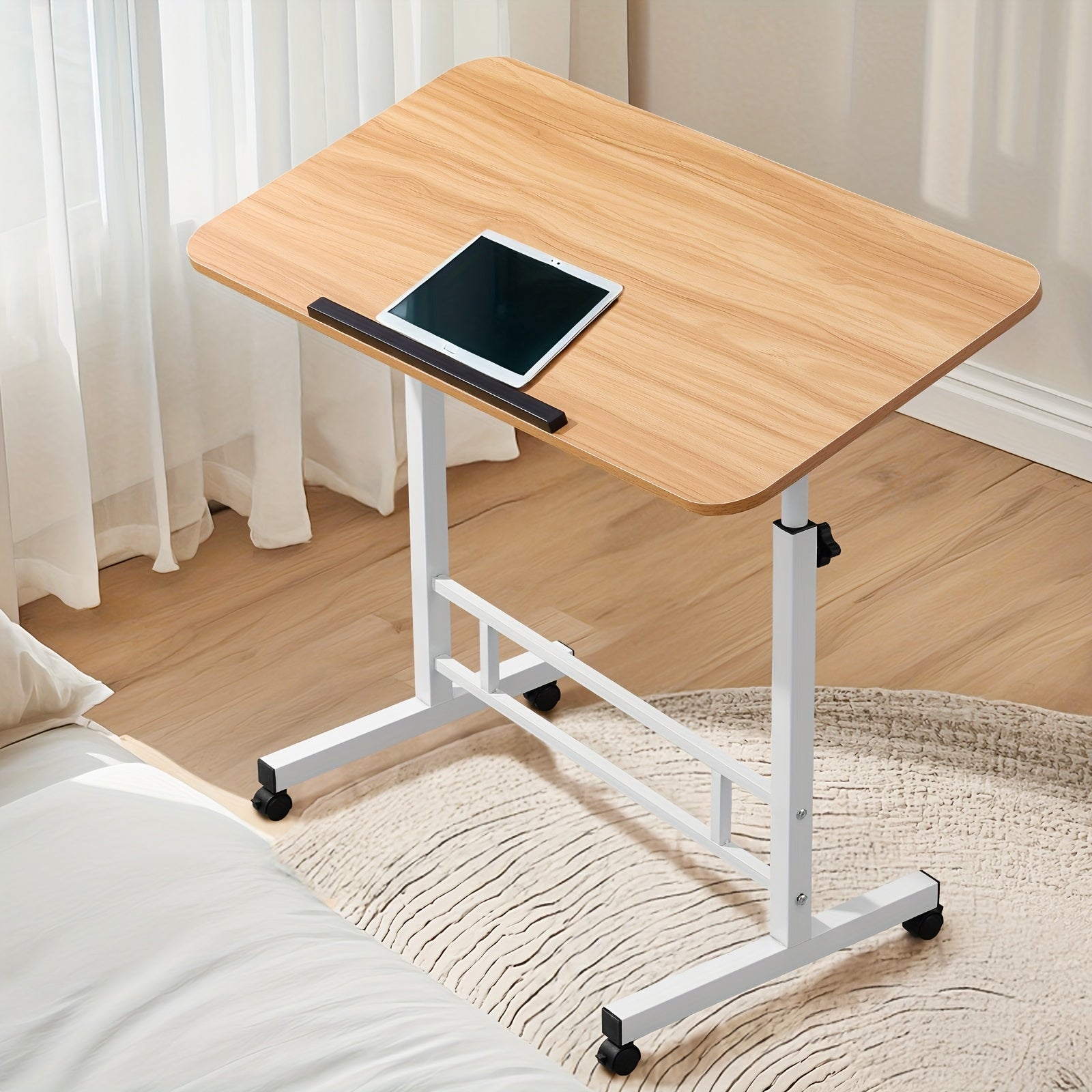 TEMU Adjustable Standing Desk, Height 23.6" - 35" & Angle 0° - 90°, Ergonomic , As A Breakfast Tray, Space-saving Folding Design With Wheels, Ideal