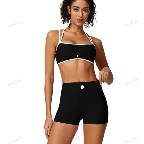 Lycra fabric Women Yoga Set lingerie workout sets Sports Bra yoga outfit set pleated sports underwear high waist and buttocks lifting no awk