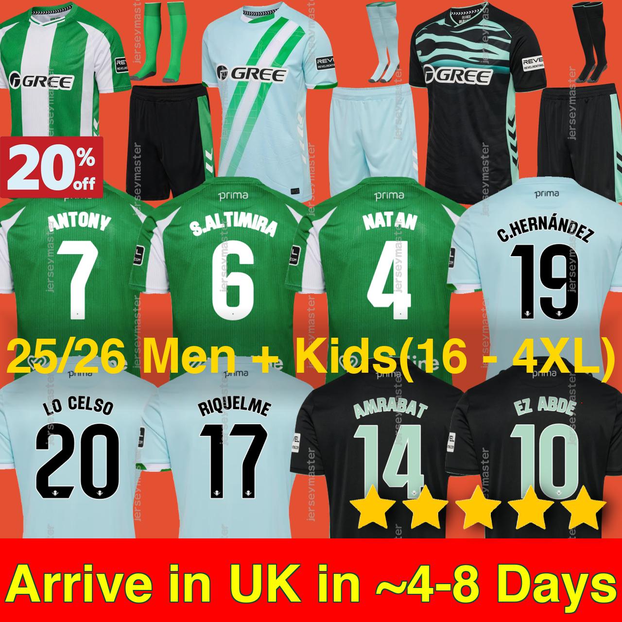2025 2026 real betis Soccer Jerseys ANTONY 7 Camiseta de Futbol Men Kids equipacion betis football shirts camiseta Betis VITOR ROQUE HERNANDEZ ABDE