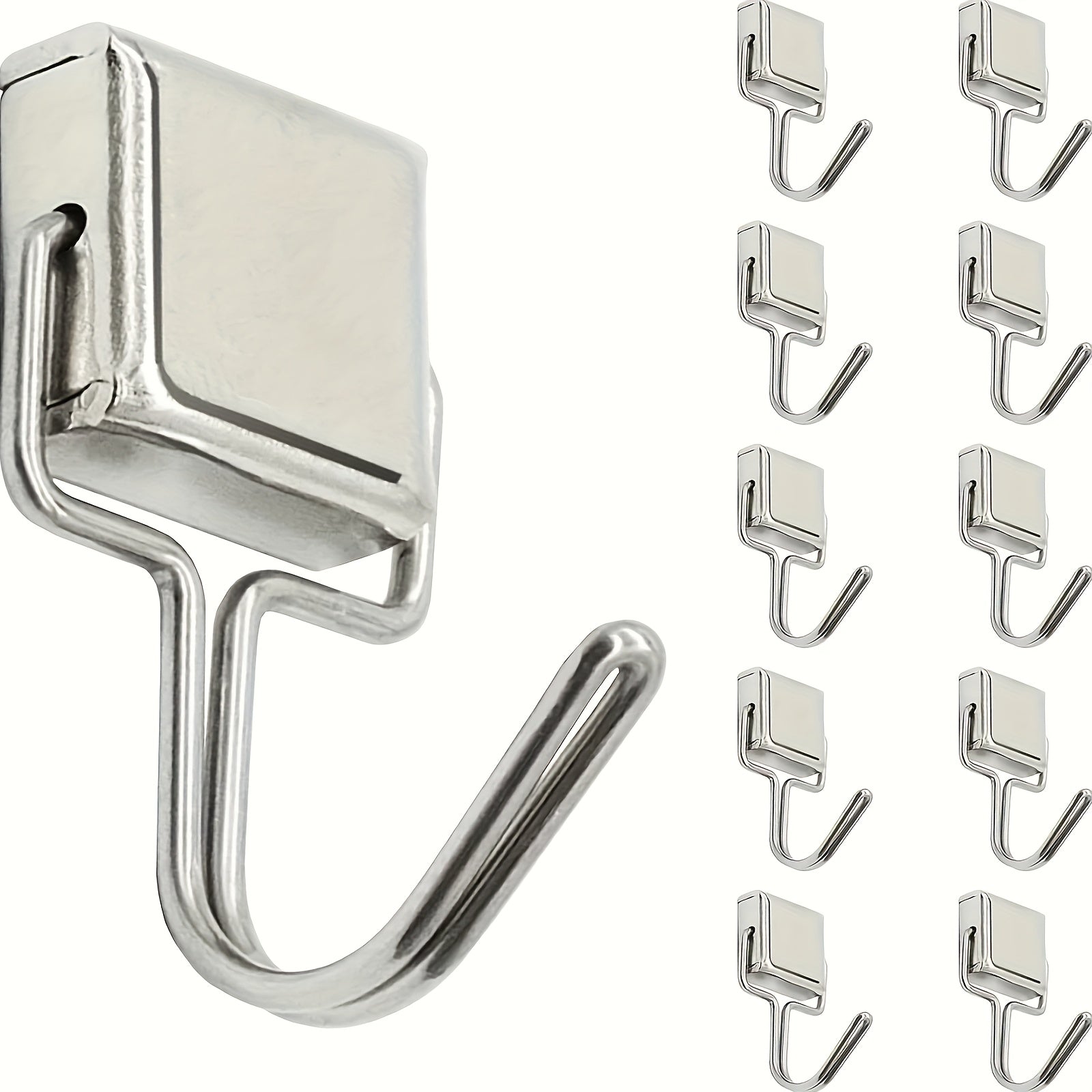 TEMU 10pcs Heavy Duty Magnetic Hooks - Extra Strong 14lb Capacity, No-drill Hanging For Refrigerator, Cruise Ship, Home, Garage - Sturdy Metal
