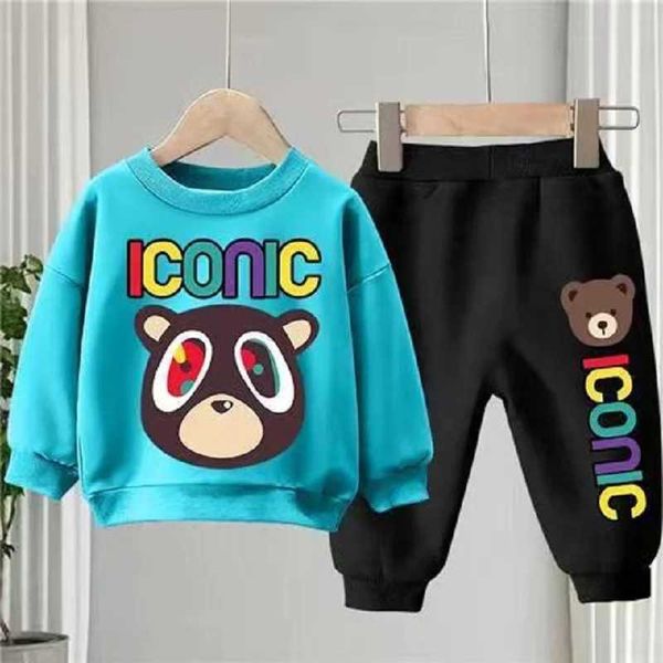Roupas Conjuntos de roupas Autumn Childrens Boys Clothing Conjunto de roupas infantil garotas desenho animado de camisa esportiva estampada