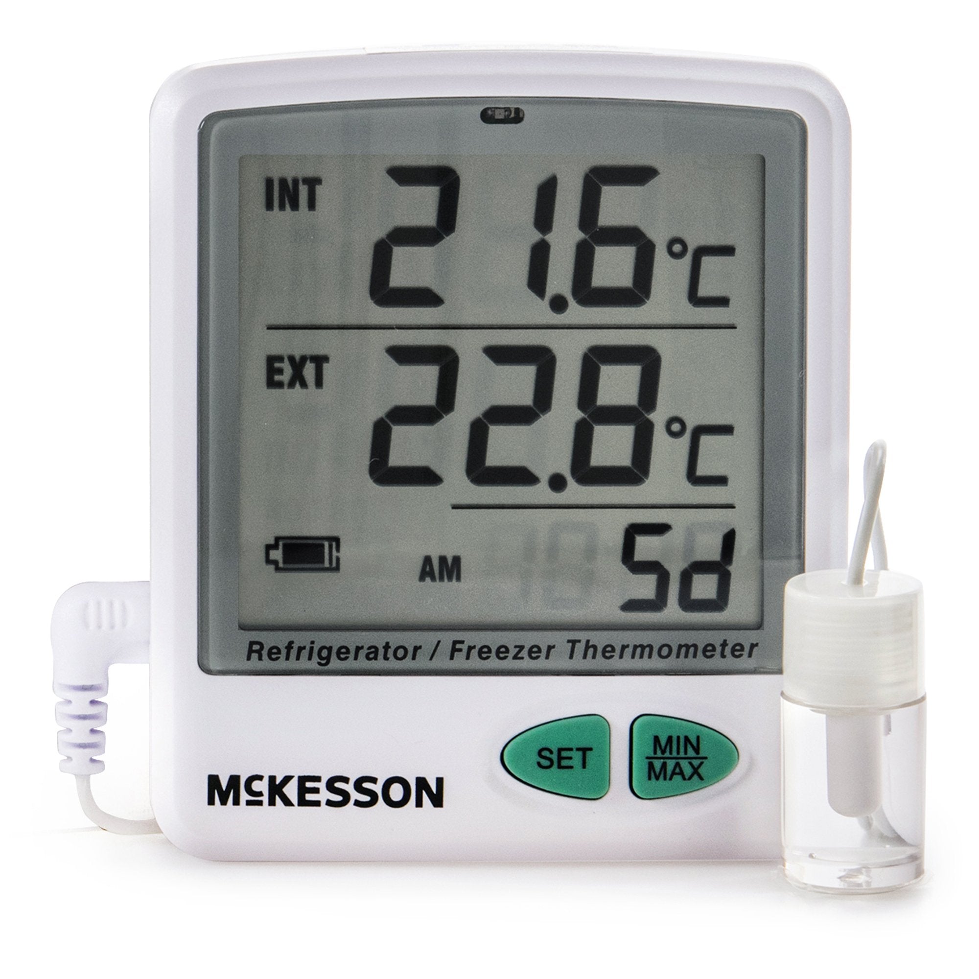 McKesson Datalogging Refrigerator - Freezer Thermometer, Digital Display, -58&deg; to +158&deg;F (-50&deg; to +70&deg;C), Flip-out Stand Battery Opera