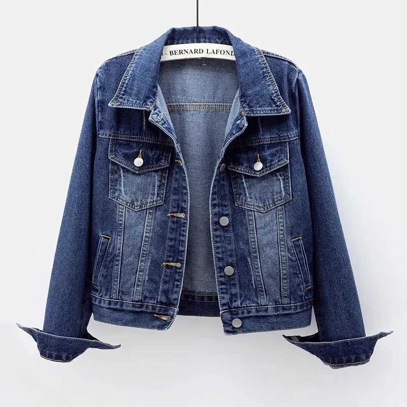 2023 New Spring Autumn Womens Denim Jacket Long Sleeve Overcoat Loose Basic Coat Button Streetwear Outerwear Jeans JacketsX240920