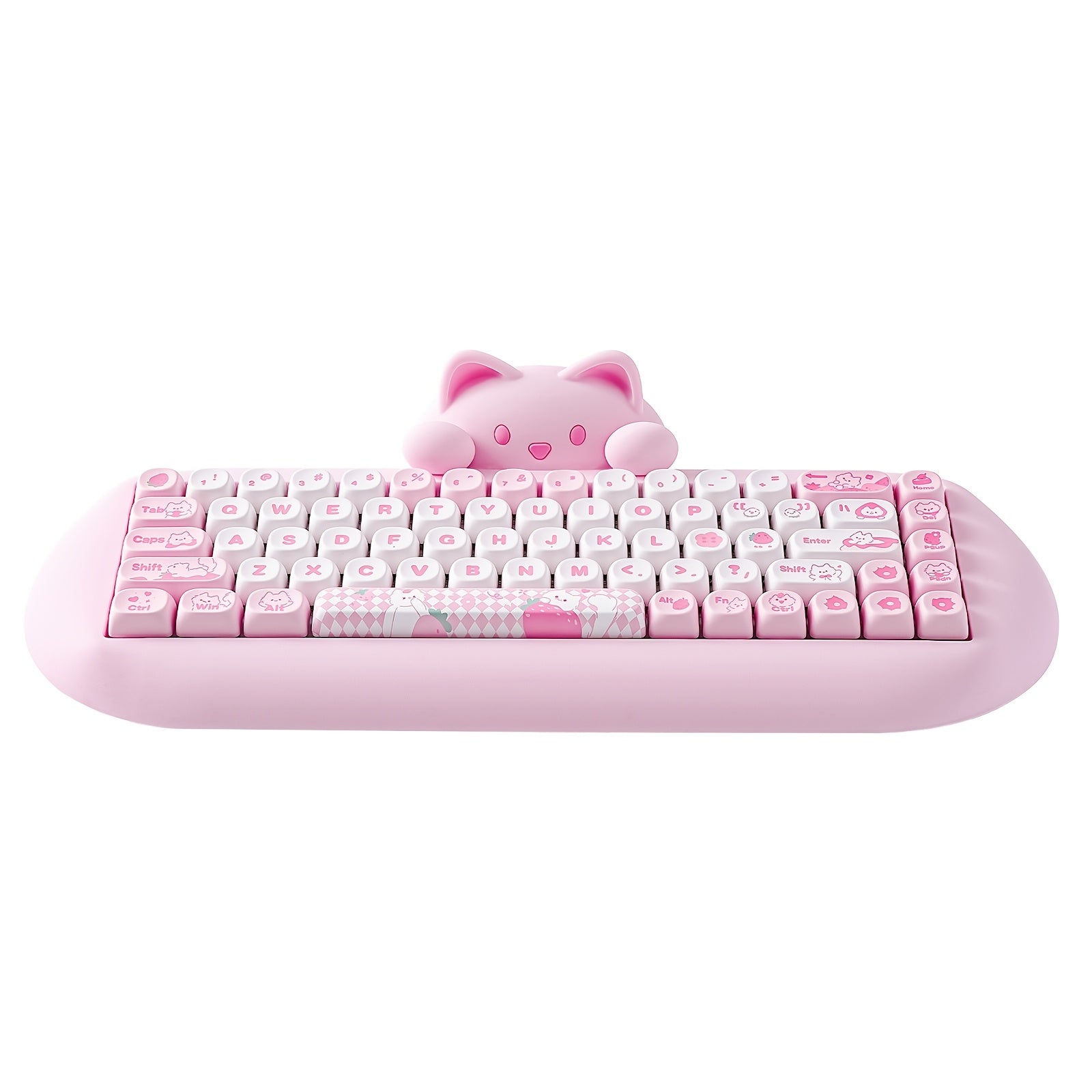 TEMU Yunzii C68 Pink Wireless Mechanical Keyboard, 65% Gaming Keyboard Hot Swap, Triple Mode Bt5.0-2.4g-wired, Rgb Backlit Nkro, Cute Cat Ergonomic