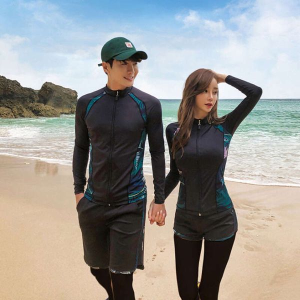 Rash Guard Women Swimsuit 2024 Lovers Wetsuit Diving Long Sleeve Swimwear Men Surf Sunscreen Beach Bathing Suit Monokini