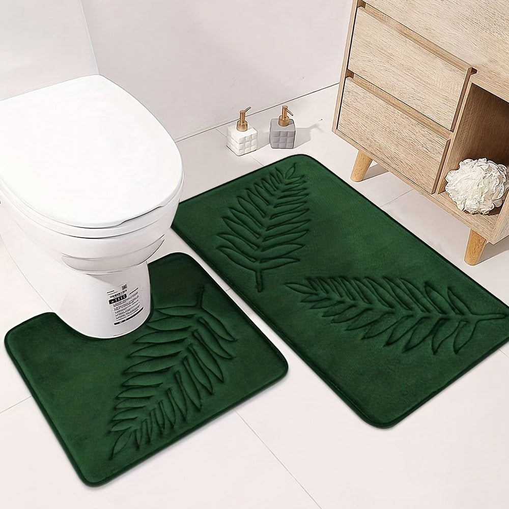 TEMU 2pcs Simple Solid Color Embossed Floor Mat Bathroom Floor Mat Home Soft Absorbent Non-slip Floor Mat Toilet Floor Mat