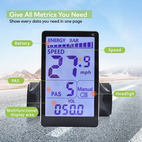 M5 M6H LCD Display for 24V-60V Electric Bikes - Universal Motorcycle LED Screen with USB & UART Connectivity