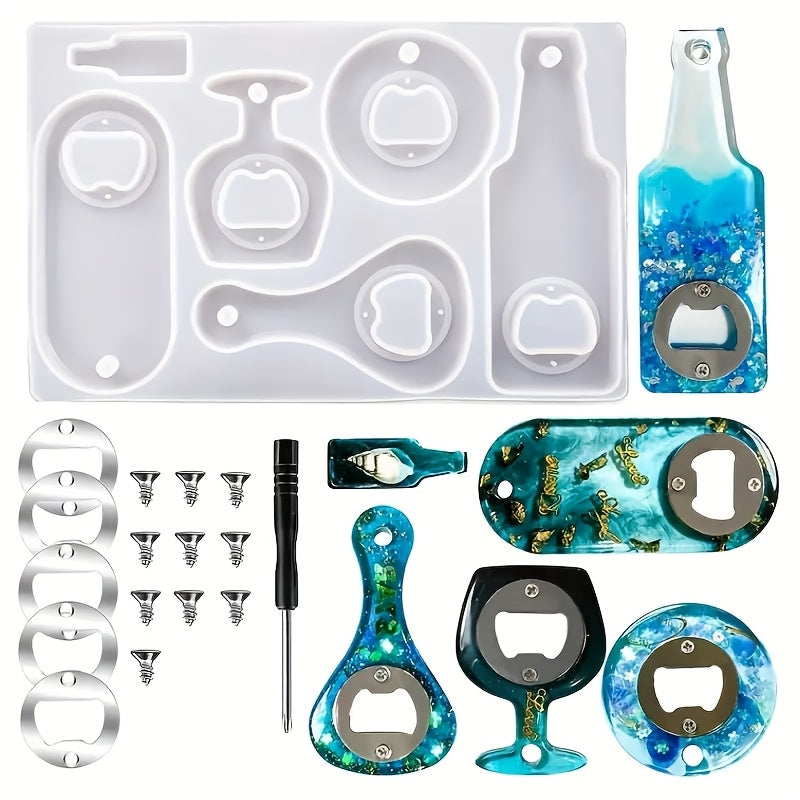 TEMU Silicone Resin Molds Kit For Diy Bottle Openers – Versatile Epoxy Casting Molds For Wine Corkscrews, Beer Openers, And Jewelry Crafts, Includes
