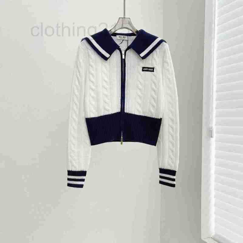 Women&#039;s Knits & Tees Designer Nanyou 23rd year embroidery letter navy collar cashmere knitted cardigan women&#039;s autumn and winter coat QUIA