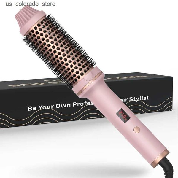 Hair Curlers Straighteners 1.5 Inch Hair Curling Iron Brush Ceramic Thermal Brush Heated Round Brush Hair Electric Heating Brush Electric Ha