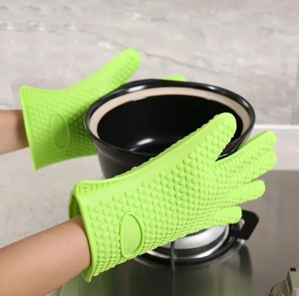 Party Favor Kitchen Microwave Oven Baking Gloves Thermal Insulation Anti Slip Silicone Five-finger Heat Resistant Safe Non-toxic Gloves U102