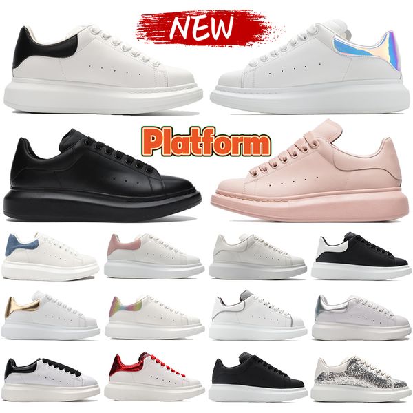 Mens calfskin platform running shoes oversized triple white black baby pink multi-color silver patent rainbow glitter snakeskin reflect men