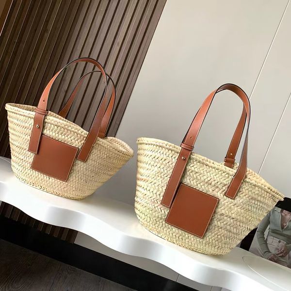 12A All-New Mirror Quality Straw Designer Bag Womens Summer Beach Bag Large Capacity Travel Bags Handmade Purse Beige Shoulder Bag Luxury Ha