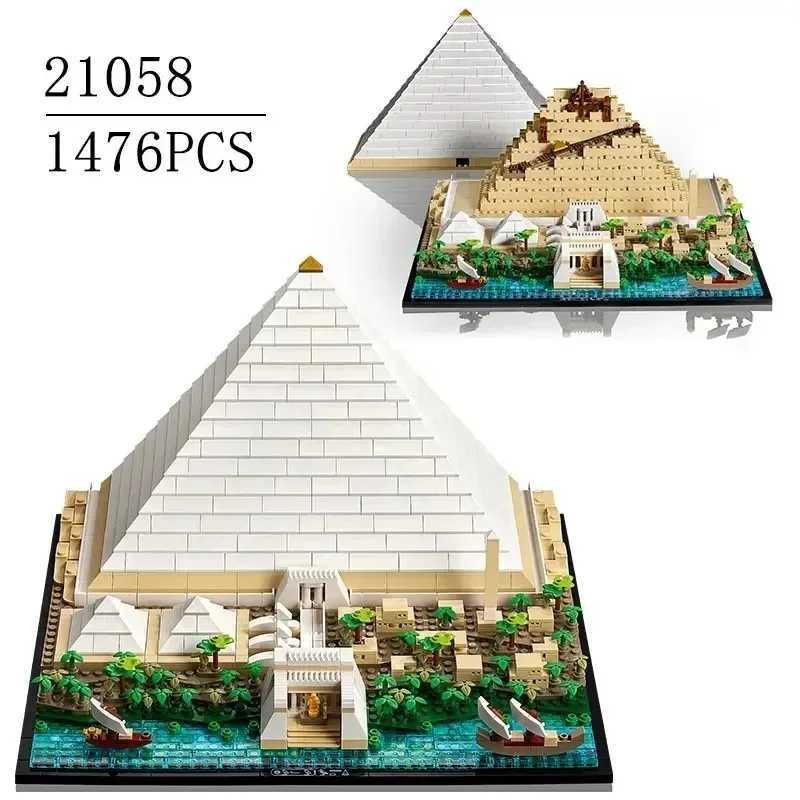Blocks Blocks Inventory 1476Pcs Giza Pyramid Model Building Block Set Compatible with 21058 Dice Assembly Blocks Childrens Toys Brithday GiftsY24110