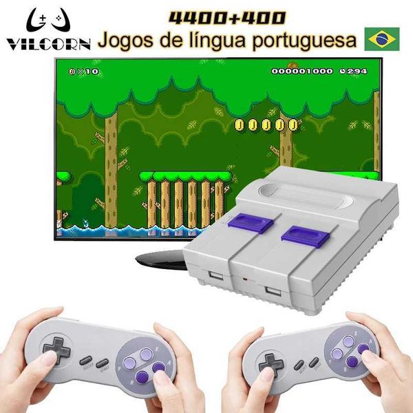 Máquina de jogo Vilcorn WirelessWired Retro Console de videogame Retro Console embutido 4800+ Games para Rdrive SNES NES FC Family Game Hin