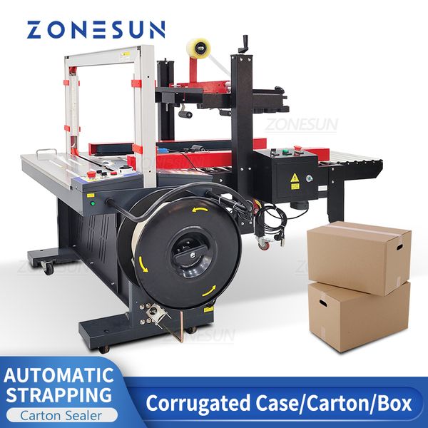 ZONESUN ZS-ACS1 Automatic Carton Sealing Machine Case Taping Strapping Boxing System Streamlining Production Packaging Equipment