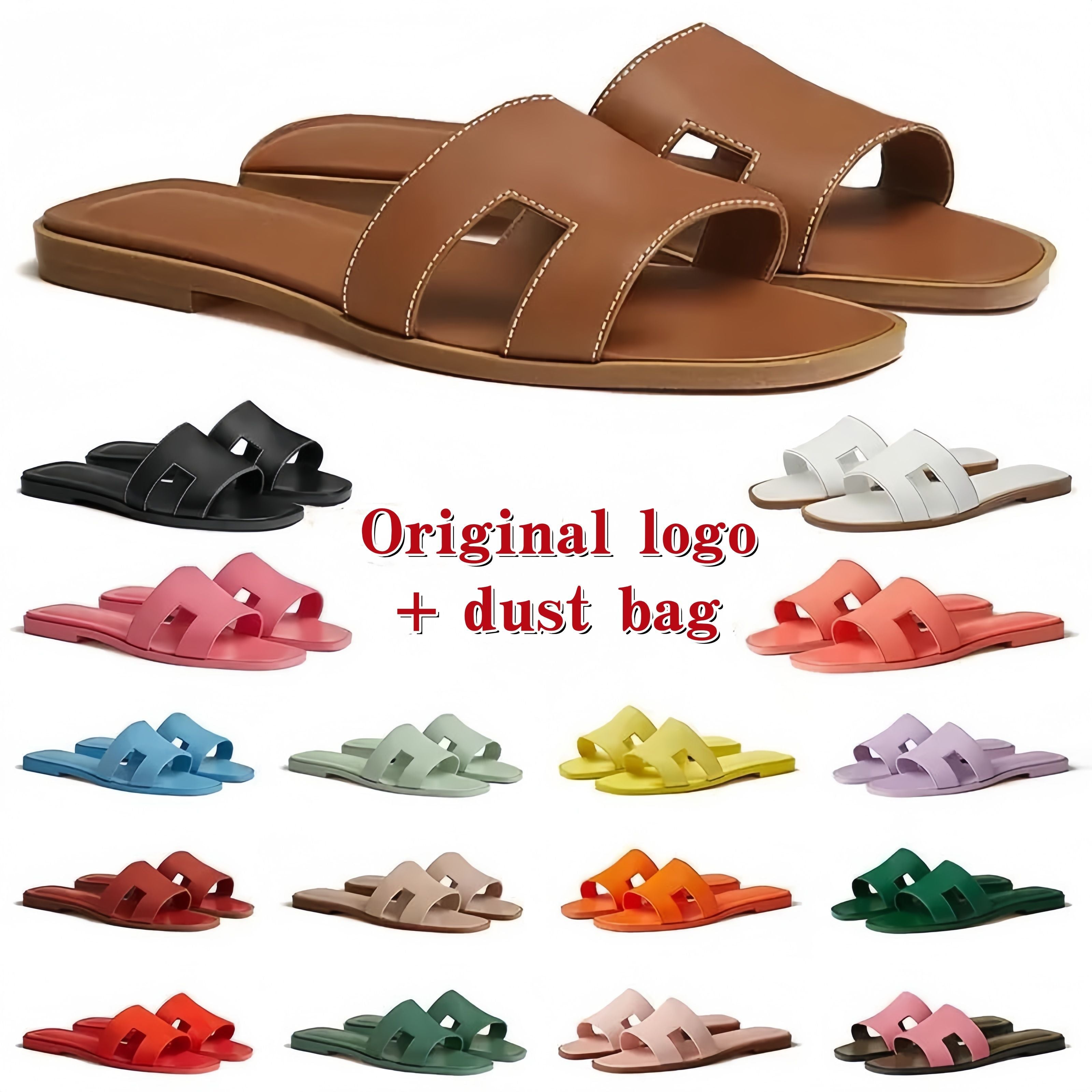Women Sandals Designer Luxury Beach Slippers Real Leather Flats Sandals Summer Shoes Loafers Gear Bottoms Slippers with Dust Bag 35-42