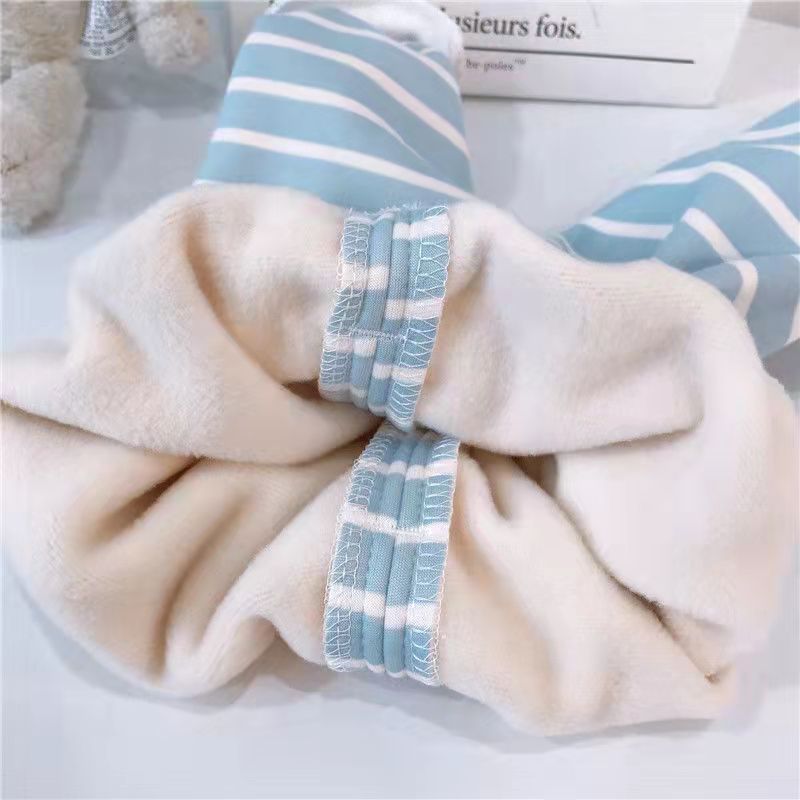 227 new children&#039;s clothing warm clothes striped boys comfortable western-style suit baby pajamas plus velvet winter