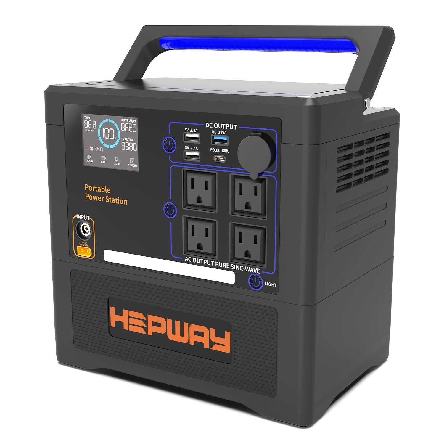 TEMU Portable Power Station 1300w(2400w ), 1154wh (312000mah) Lithium Battery, Pd 60w Usb-c 120v Ac Pure Sine Wave Output, Support Refrigerator Mode