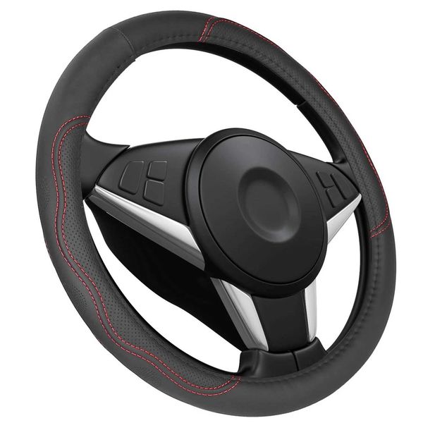Steering Wheel Cover 14.5in-15in Diameter Universal Fiber Leather Car Steering Wheel Protector Z250108