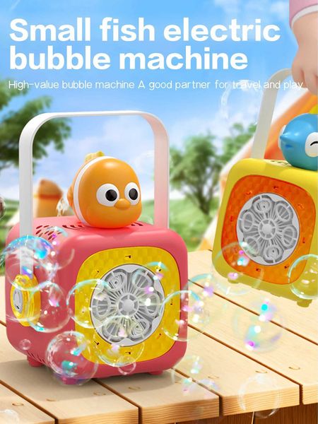 Novelty Games Small fish in the ocean bubble machine outdoor travel continuous bubble for children (excluding bubble liquid and battery) Q24