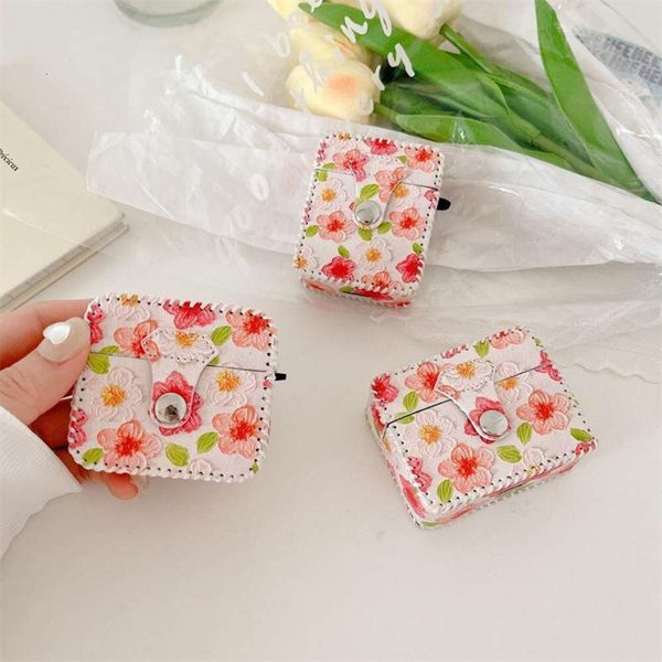 ddmygifts Oil painting flower suitable for Pro1-2-3 generation Bluetooth wireless headphone cover button creative protective case A