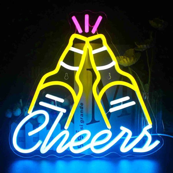 Cheers Bar Restaurant Store Wall Decor Light Custom Personalized Beer Bottle Led Sign Acrylic USB Neon 0129