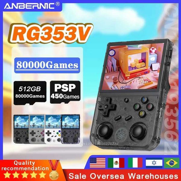 ANBERNIC RG353V RG353VS Handheld Game Player 3.5 INCH IPS Sn Portable Game Machine Android Linux OS PSP Game 512G 80000GamesC250212