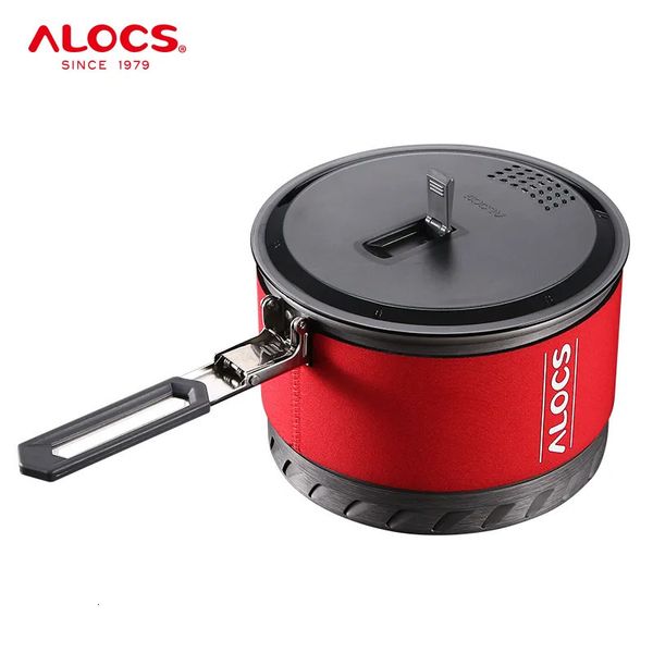 Alocs CWS10 CWS1 Outdoor Heat Exchange Camping Cooking Pot Cookware Folding Handle For Hiking Backpacking Picnic 240117