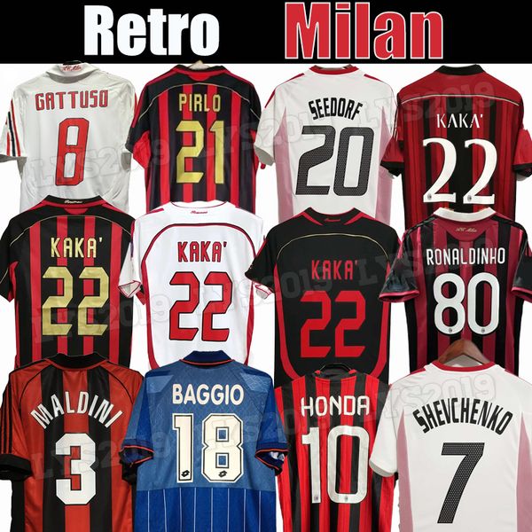 Retro shirts SOCCER JERSEYS 95 96 97 Gullit 90 91 02 03 12 14 15 Maldini Van Basten football KAKA Inzaghi 06 07 PIRLO SHEVCHENKO BAGGIO Rona