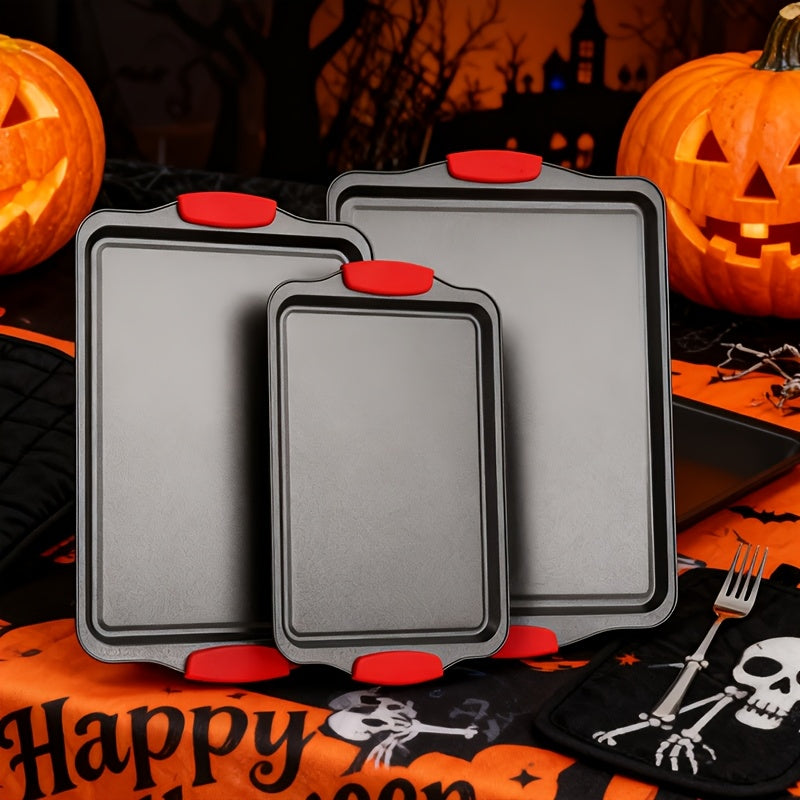 TEMU 3pcs Premium Nonstick Baking Sheets Heavy-gauge Carbon Steel -rust-proof | Rimmed Half-trays For Gourmet Baking & Heating Christmas-thanksgiving