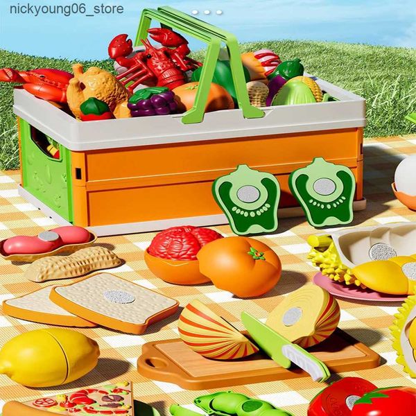 Kitchens Play Food Cut Fruit Pretend Play Toy For Kids Kitchen Cutting Fruits And Vegetables Playset Birthday Gifts For Boys And GirlsL24091