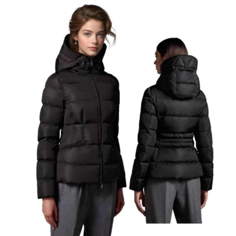 Womens Jacket hooded Winter Jackets Down Coats Real raccoon hair collar Warm Fashion Waist slimming Parkas With Belt Lady cotton Coat Outerwear Big