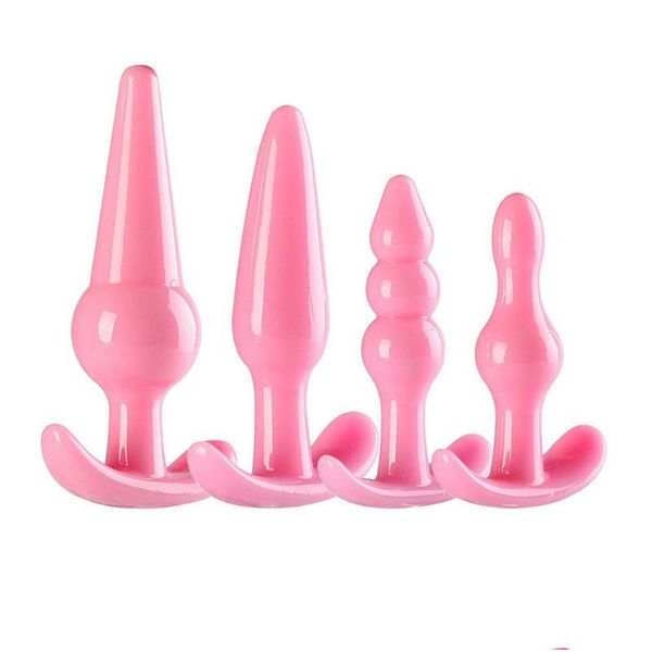 Massagers de pernas Toy Masr Anal for Woman 4pcsconjunto Sile Sile Anus Toys Butt Plugs Mulheres Masturbador Drop Drop Drop Health Beauty M