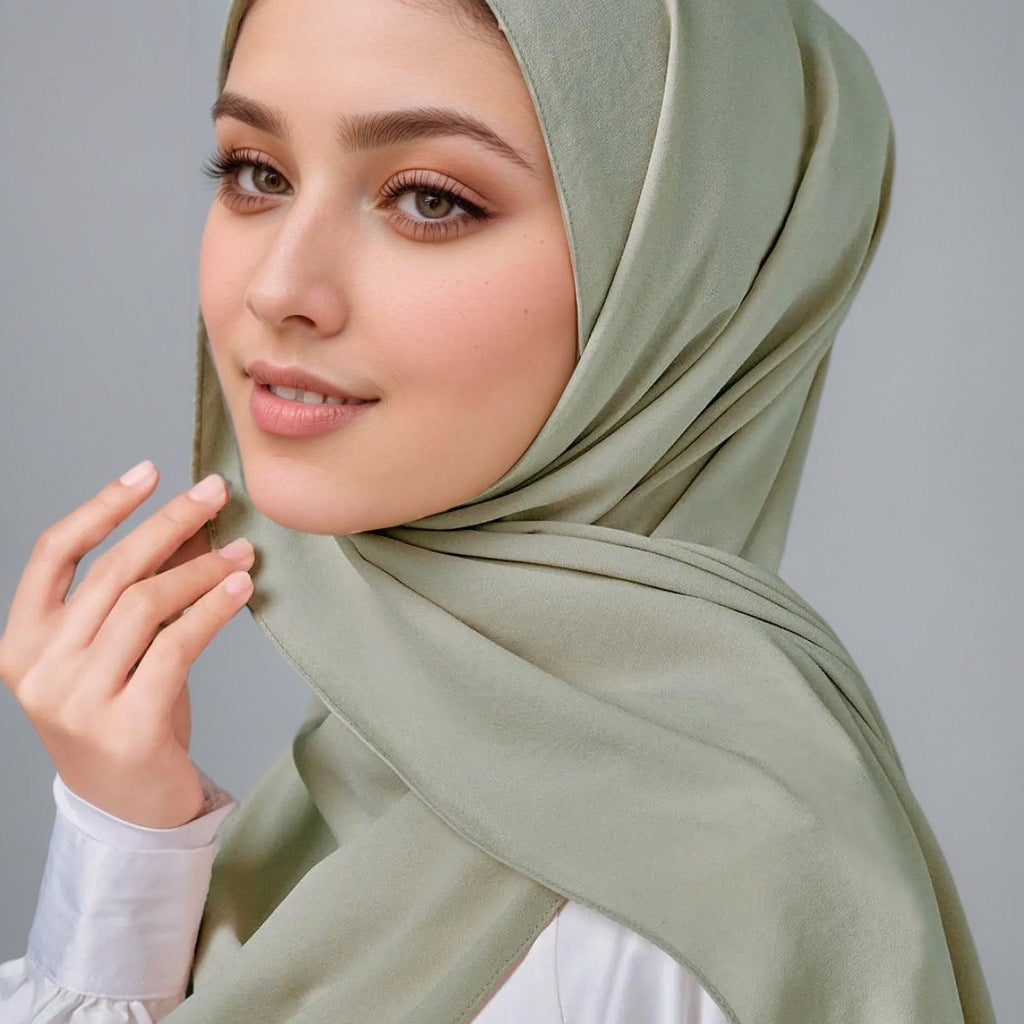 K561 Cross-border pearl chiffon scarf for women solid color bubble scarf all-match head scarf Malaysia silk scarf manufacturer wholesale