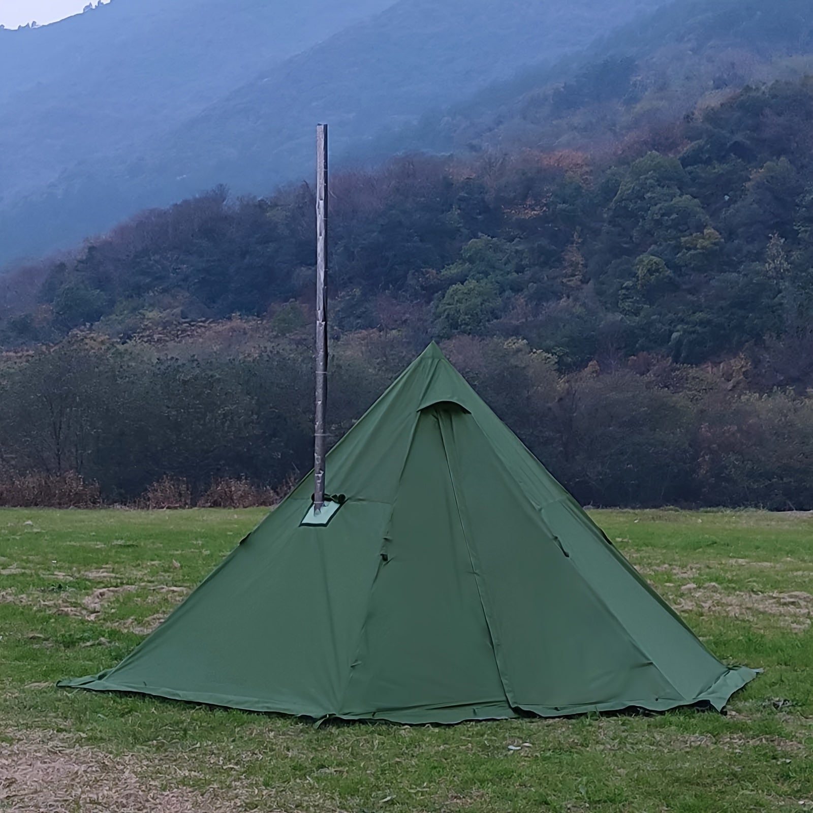 TEMU 4-season Hot Tent With Stove Jack & Snow Skirt, 6.89ft , Hexagonal Design, High For , Hiking, Fishing, Hunting & Backpacking, Camping Tent