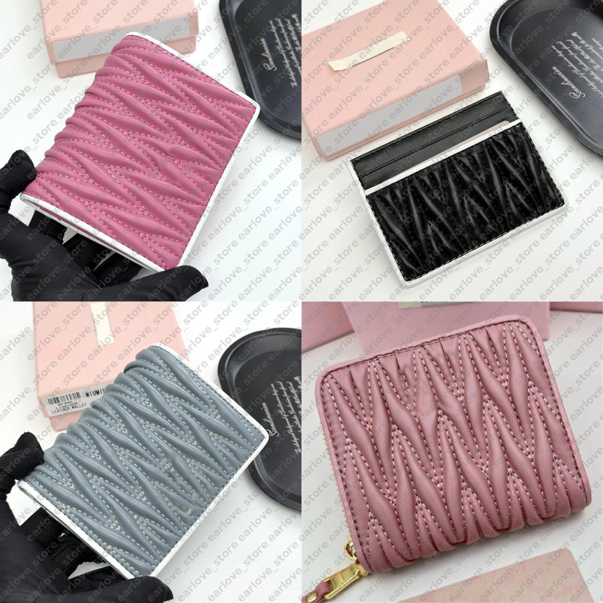 Pink wrinkle Leather Card Holder Designer Coin Purse Women Wallets Luxury Zipper Cardholders With Box Flap Purses Zippy Mens Wallet Gold Letter