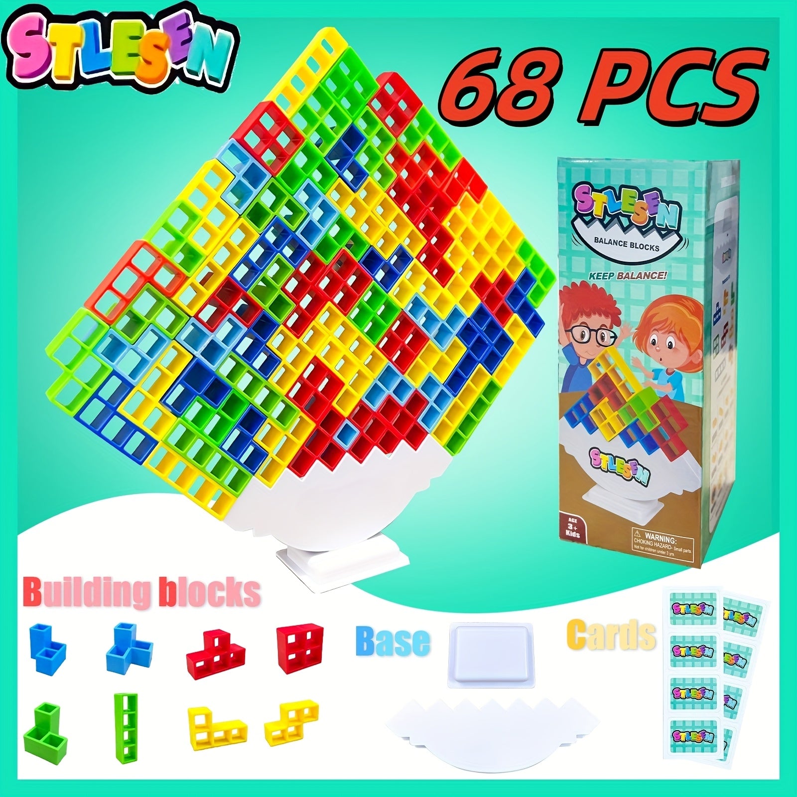 TEMU Stacking Balance Blocks Educational And Fun Building Toy, Family Interaction And Party Games! A Great Gift For Boys And Girls. Ideal For