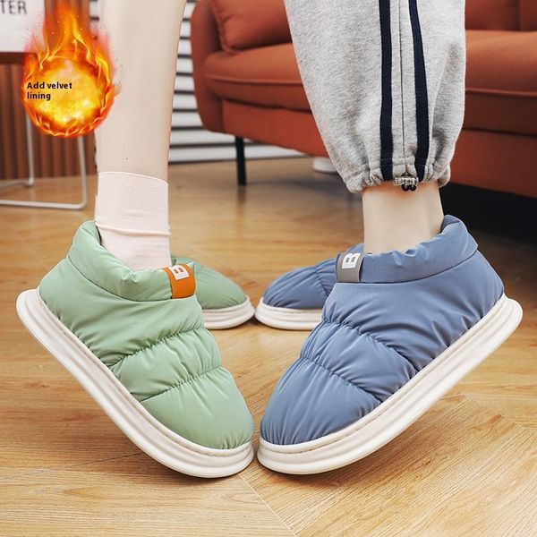 High quality Mid top down cloth covered couples in winter, with plush candy colored cotton shoes for outer wear, warm and casual snow boots