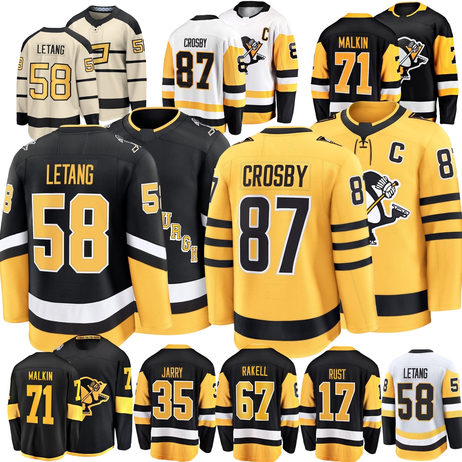 Sidney Crosby Pittsburgh Hockey Jersey Penguin Kris Letang Erik Karlsson Evgeni Malkin Bryan Rust Tristan Jarry Mathew Dumba Rutger McGroarty jersey