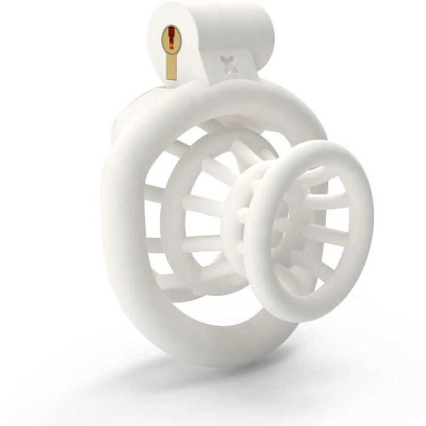 Cockrings ABS Negative Chastity Cage for Men Lightweight Small Cock Lock with 4 Size Penis Rings Lock Device Adults Toys BDSM Shop H250115