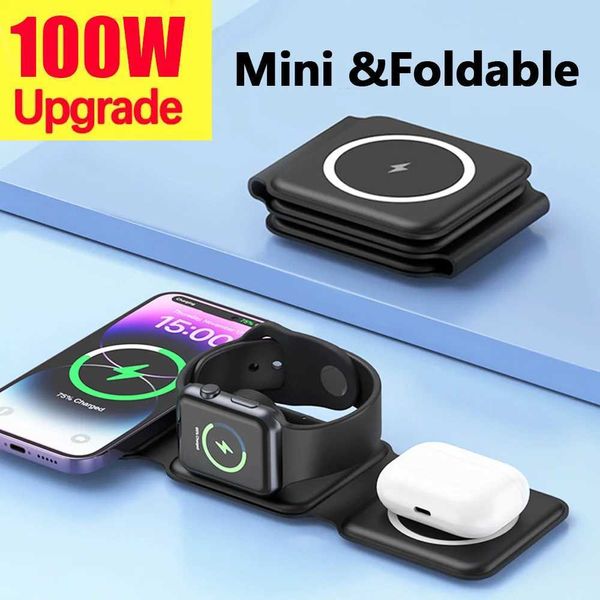 100w 3 in 1 Wireless Charger Pad Stand Magnetic Fast Charging Dock Station for iPhone 15 14 13 12 11 8 Watch Airpods ProM240731