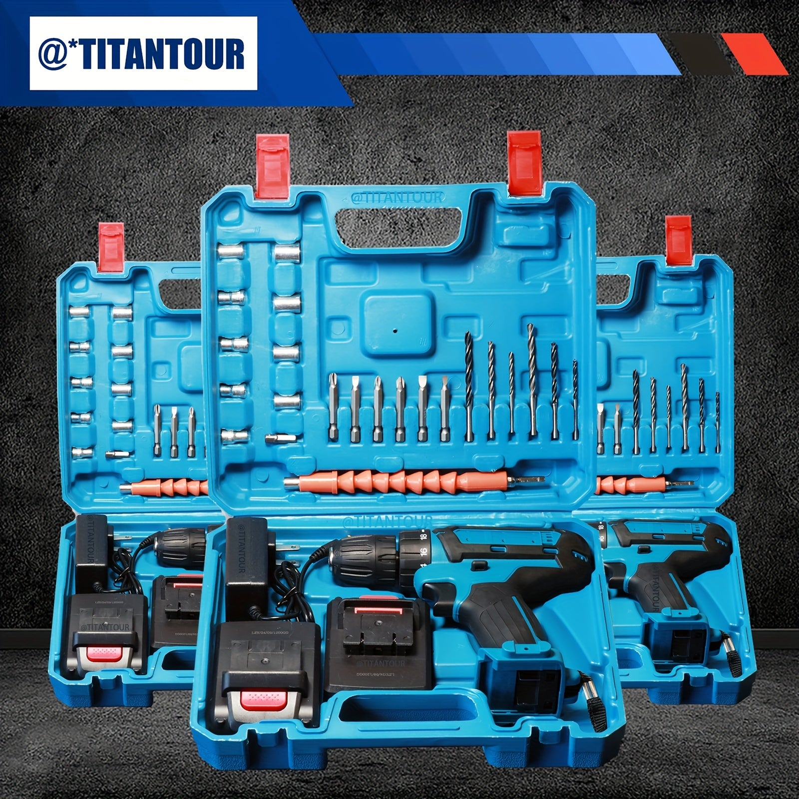 TEMU Two-speed Two-charge One-charge Lithium-ion Rechargeable Drill - Rotary Tools For Power Tools, Led Lights And Carrying Cases - Diy, And