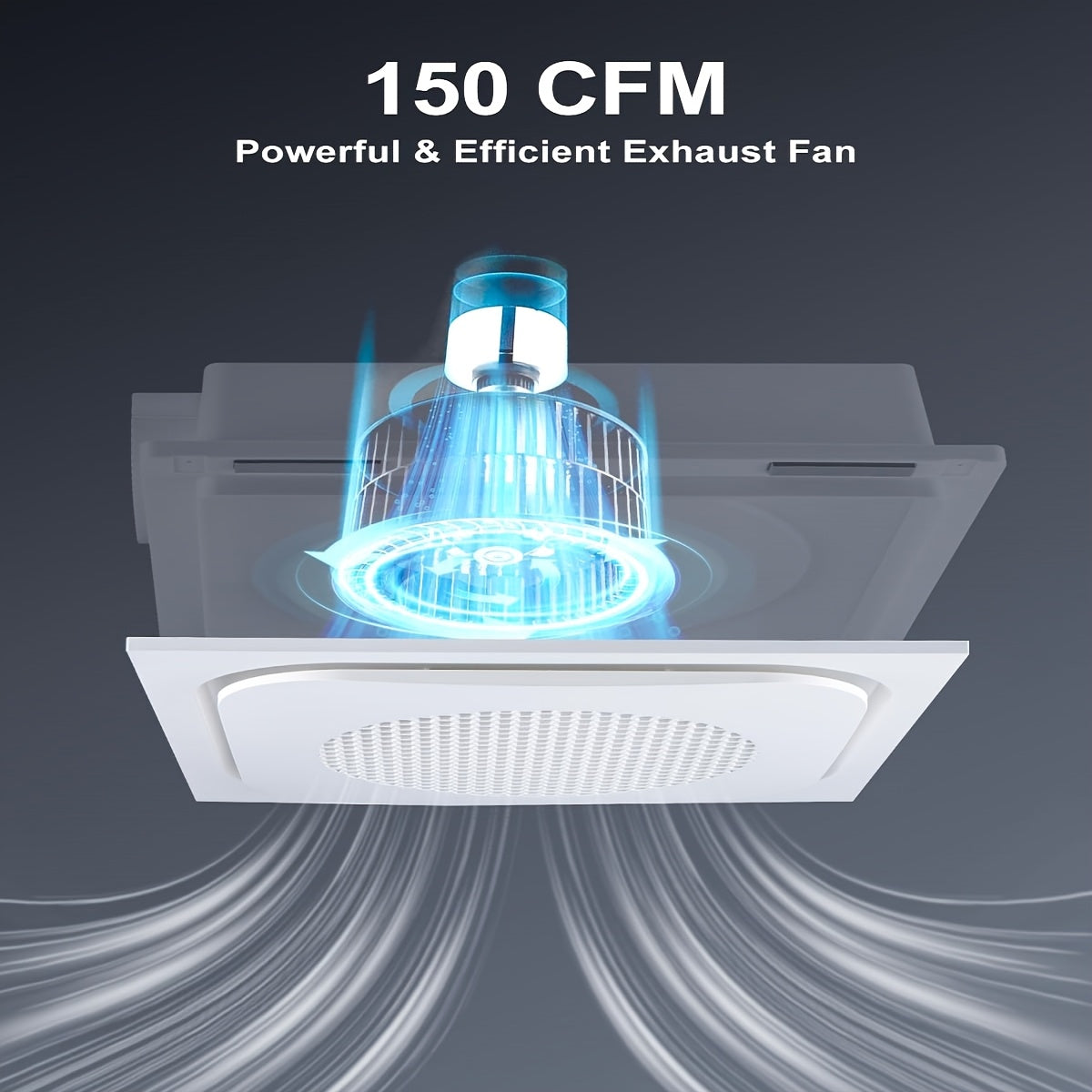 TEMU Bathroom Exhaust Fan With Light, 150 Cfm 1.0 Bathroom Fan With Light Combo, 40w Bathroom Fan With Led , White