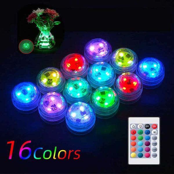 16 Colors Mini Submersible Outdoor Lighting UnderWater Led Light IP68 Waterproof Coin Cell RGB Light Fish Tank Vase DecorationLX241026