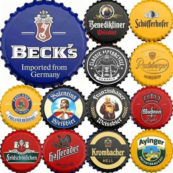Metal Painting Beer bottle cap decoration retro metal logo board home decoration tin logo bar people cave club wall decoration CL241224